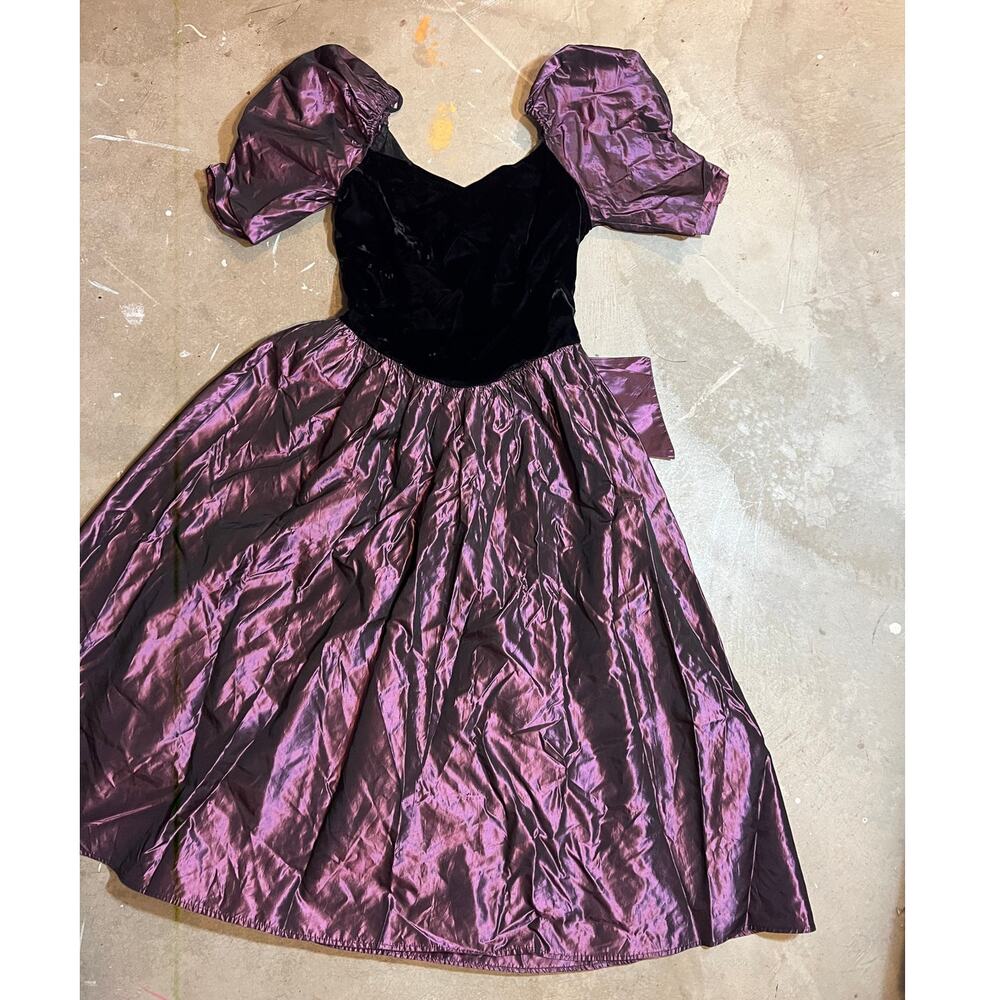 Vintage Purple Black Dress, 80s Bow Prom Punk Goth Gothic Formal Party, Holiday